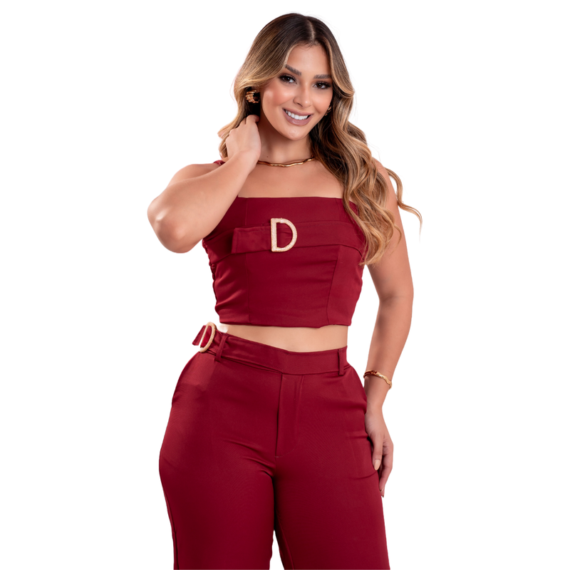 Conjunto Max Alfaiataria Calça Cropped