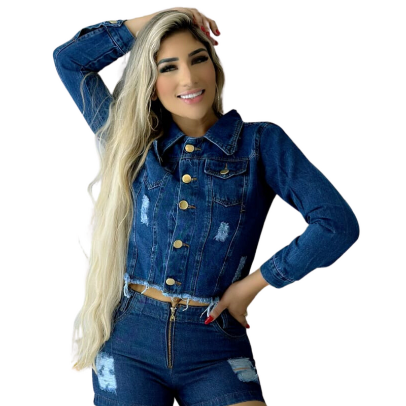 Jaqueta Jeans Feminina Overshirt