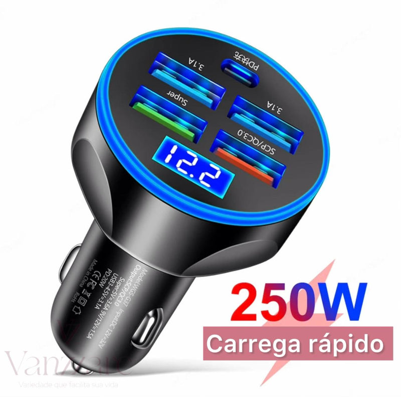 Carregador Veicular para Celular 5 em 1