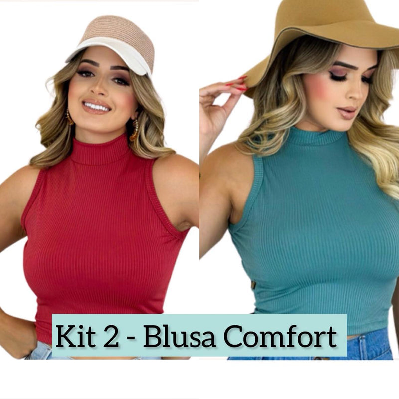 Kit com 2 Blusas Feminina Malha Soft