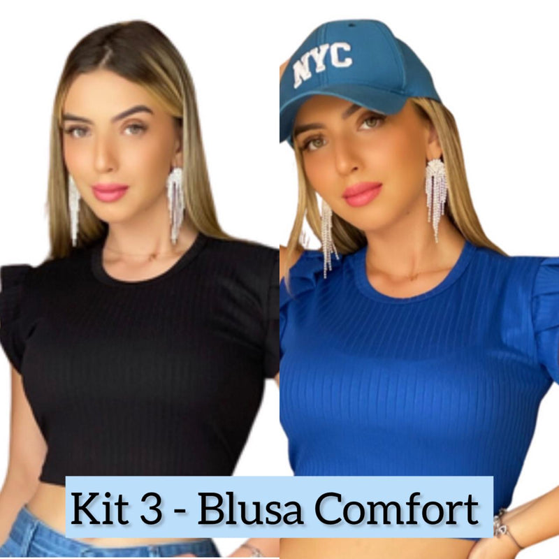 Kit com 2 Blusas Feminina Malha Soft