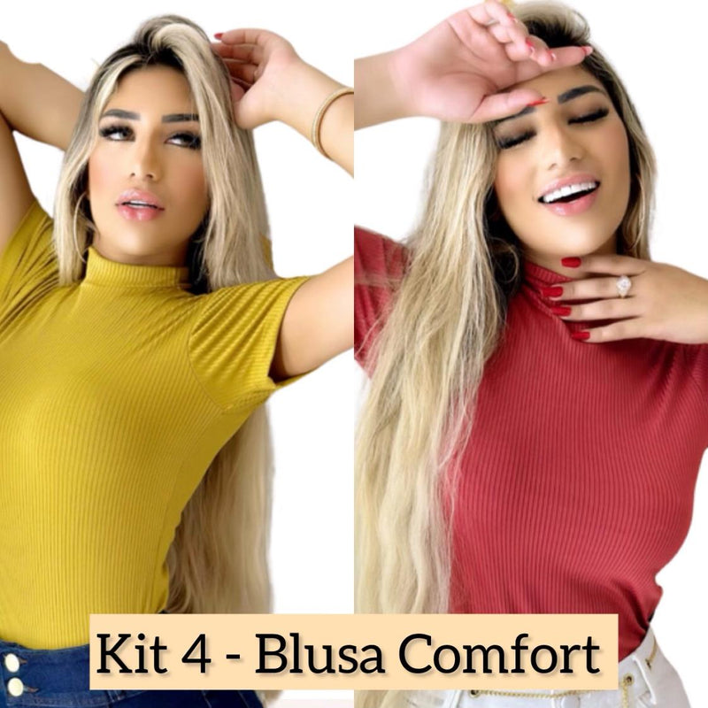 Kit com 2 Blusas Feminina Malha Soft